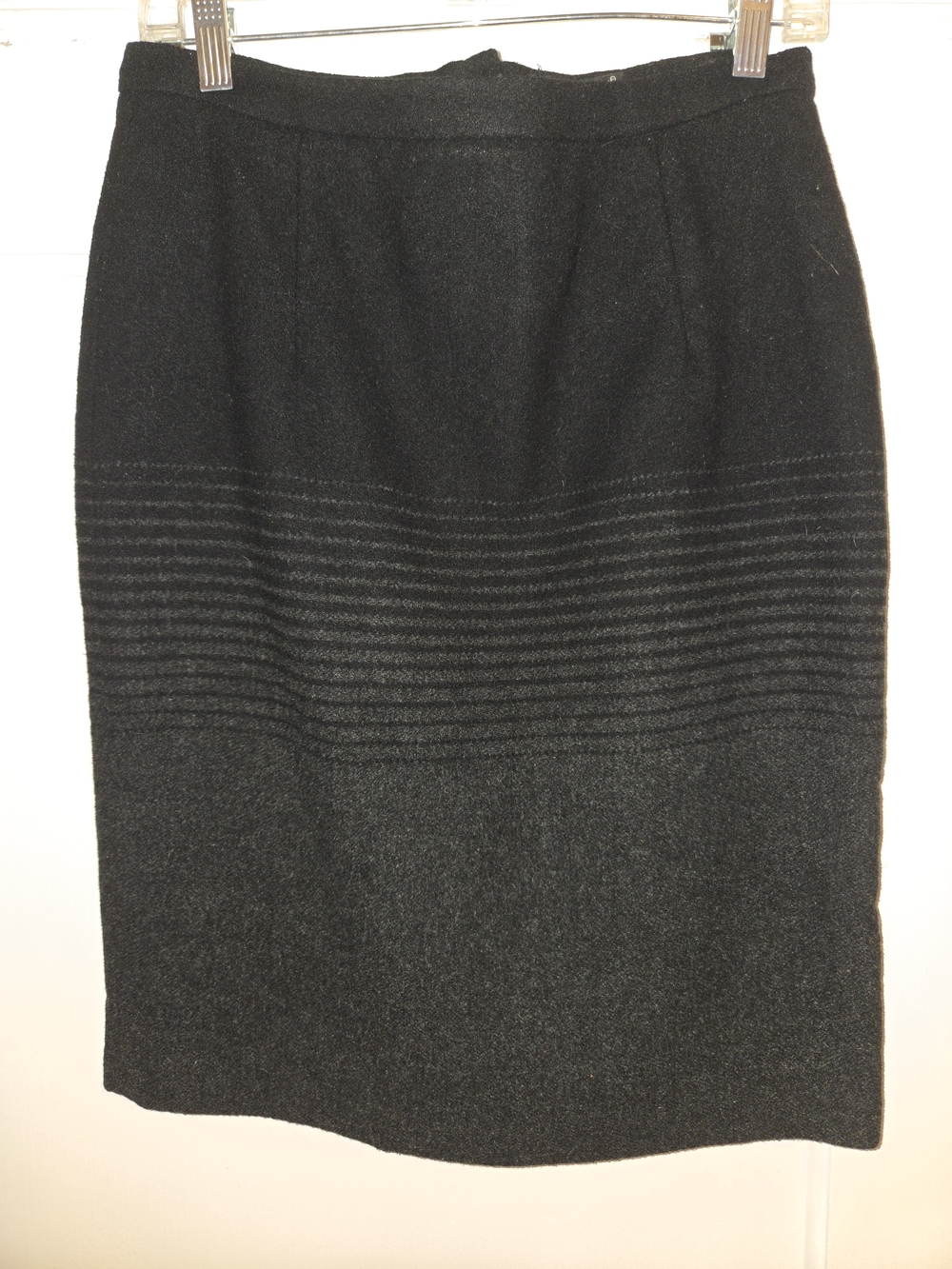 For Cynthia Black Ribbed-Panel Pencil Skirt